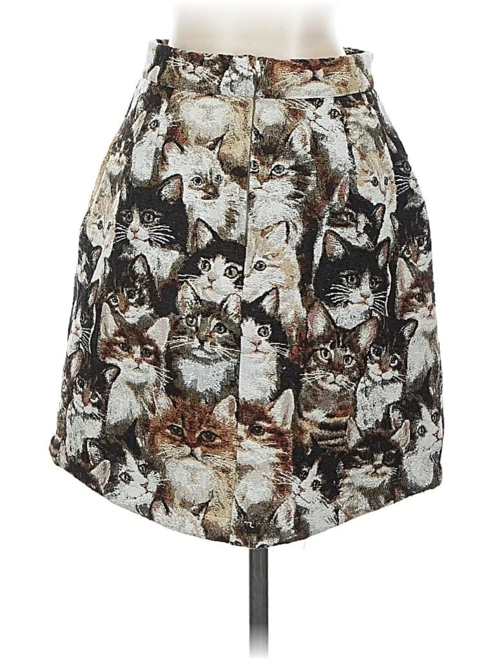 Tapestry Cat Print High Waist Skirt Whimsical Cute EUC RARE - Picture 2 of 4